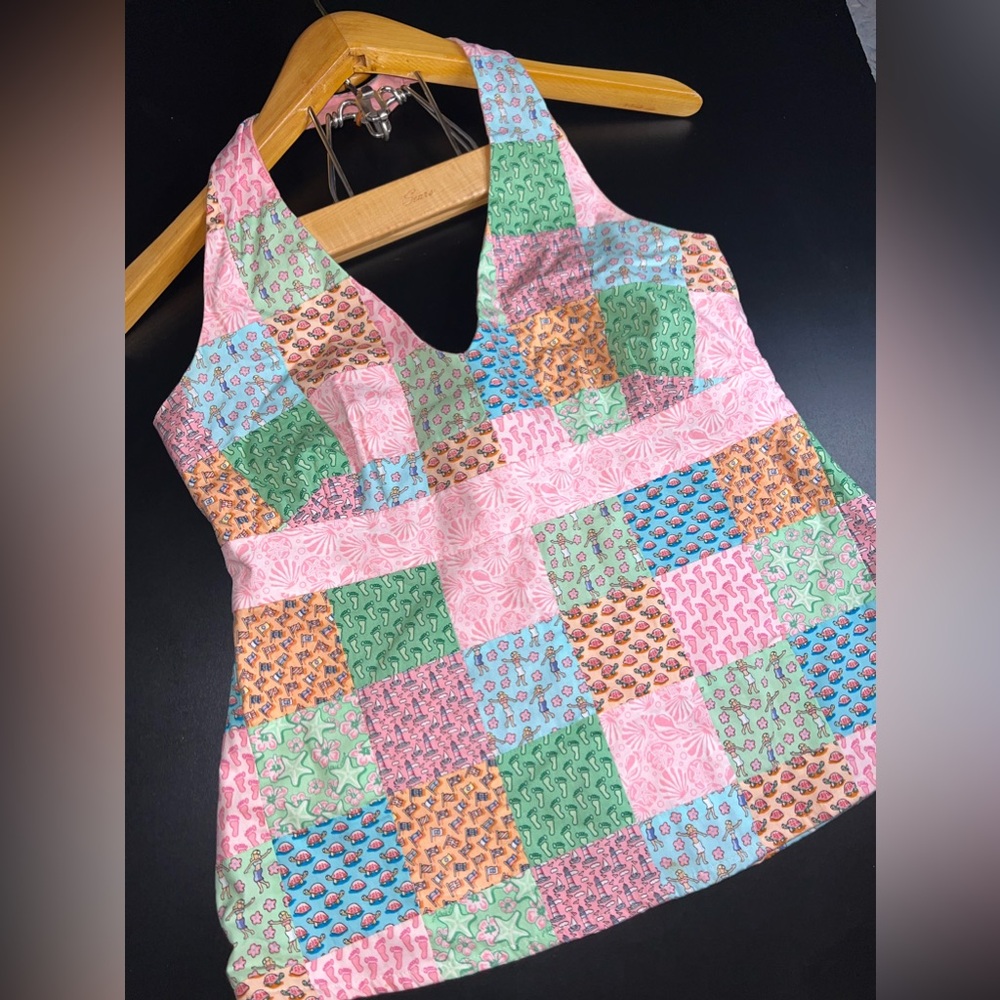 Vineyard Vines Patchwork Vineyard Haven Halter To… - image 1